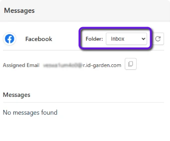 Screenshot: Highlighting the dropdown menu for selecting the current folder at the top of the message list panel